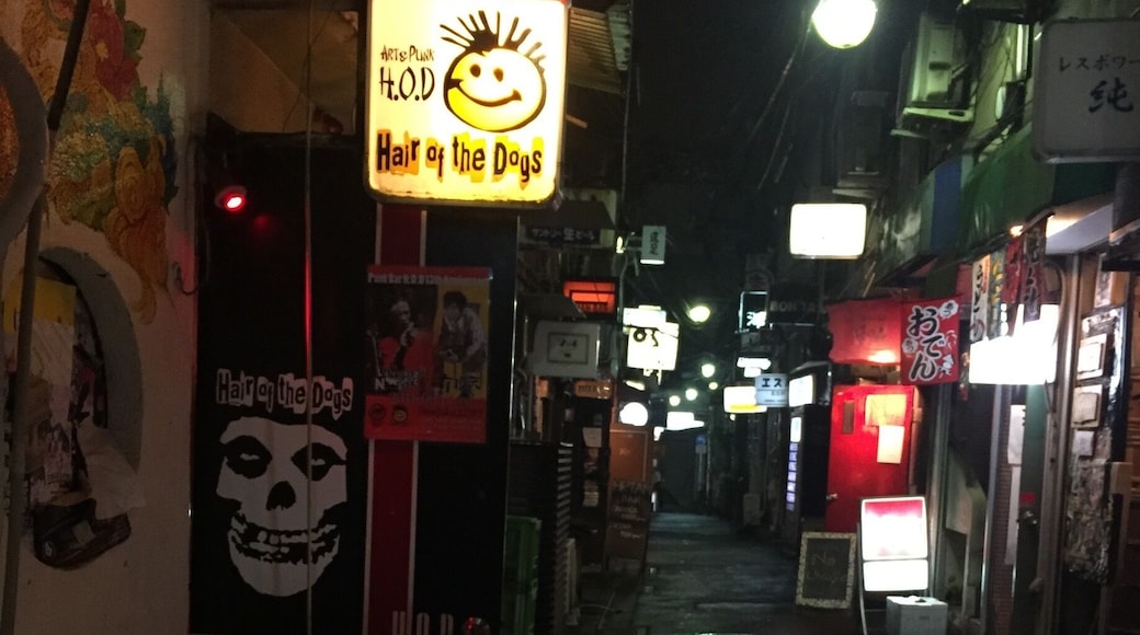Hair of the Dogs is an amazing little punk rock bar in Golden Gai. Super nice and friendly owner and bartender who speak English and encourage you to choose music. Golden Gai is a network of around 200 teeny-tiny bars (each sits about 8 people) tucked into a maze of about six thin alleys.