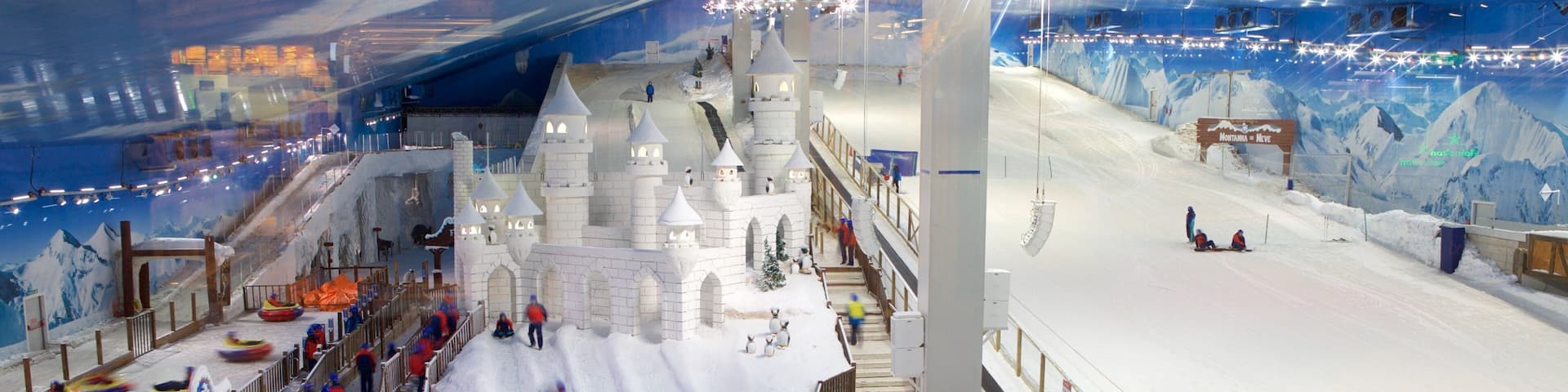 Gramado showing interior views and snow as well as a large group of people