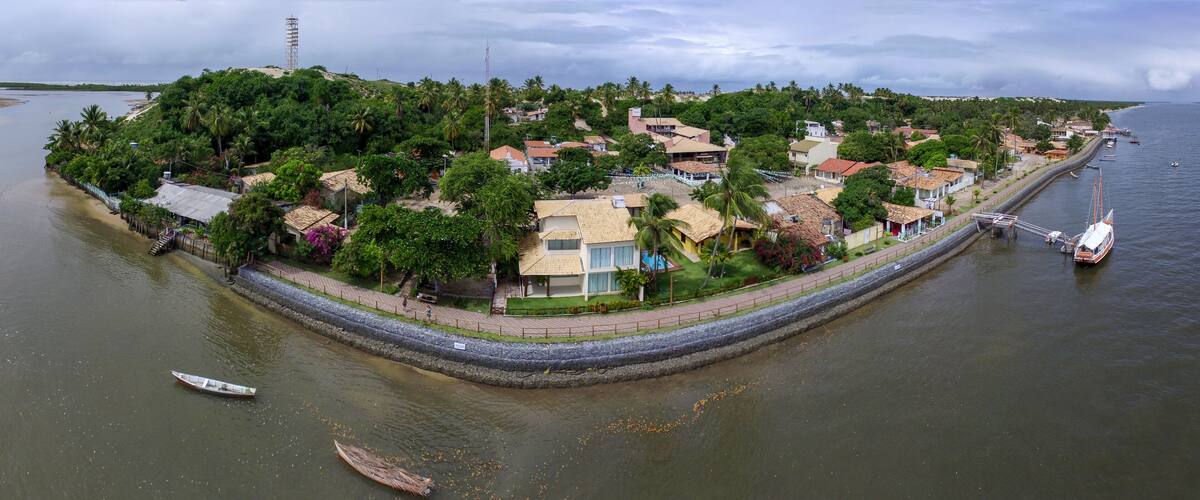 Aerial view of Mangue Seco, Jandaira, Bahia, Brazil