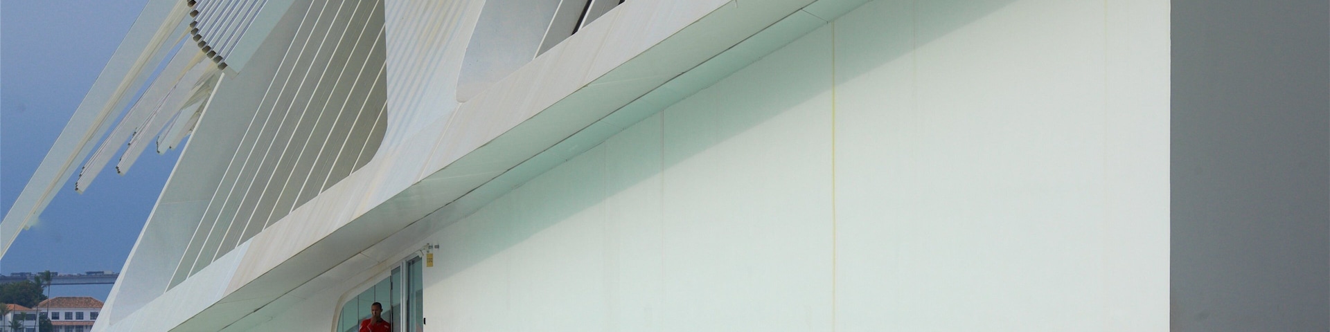 Museum of Tomorrow which includes modern architecture and a pond