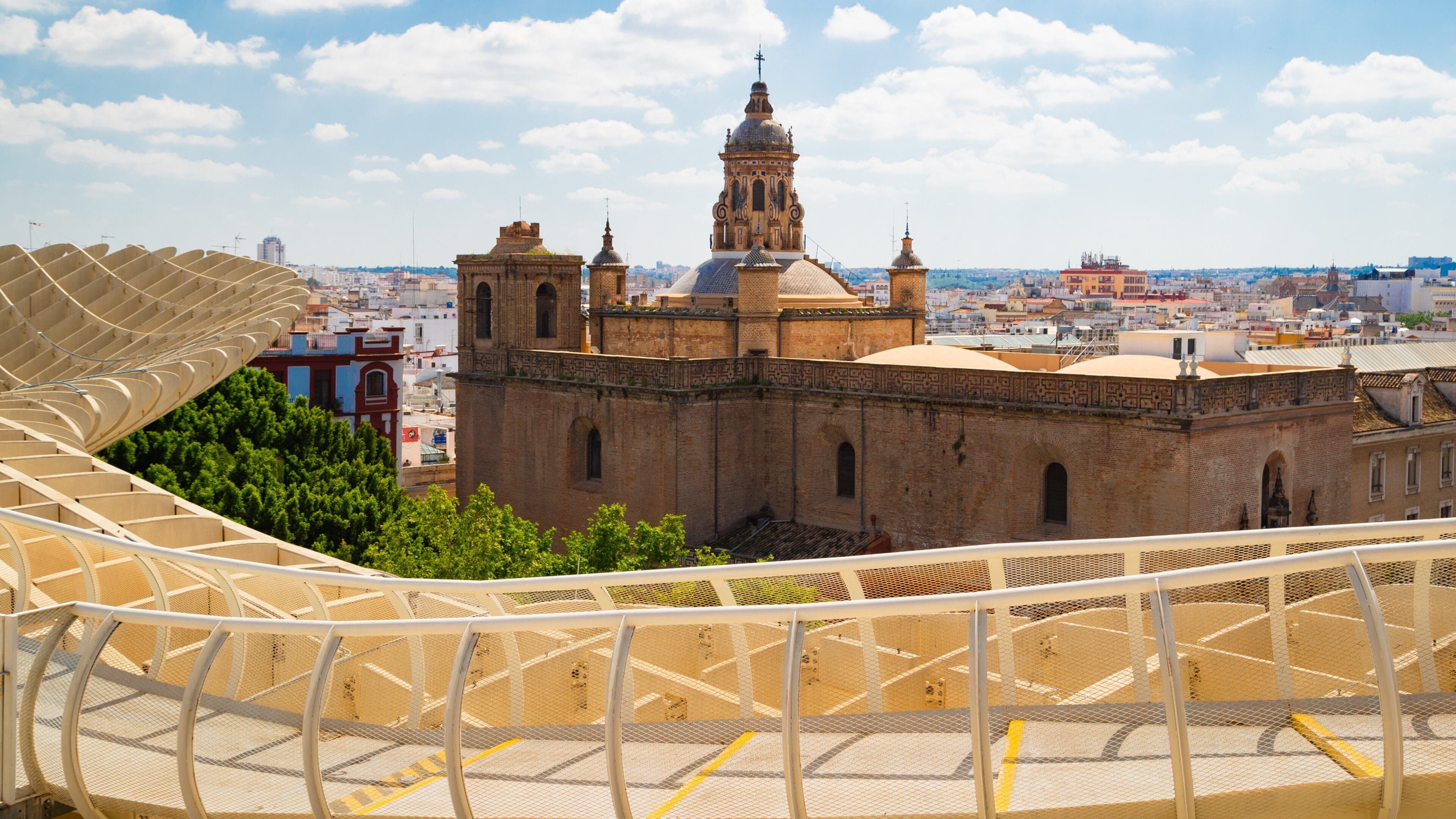 Anunciacion Church featuring a city, heritage architecture and landscape views