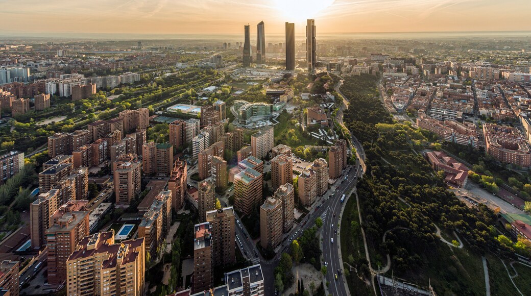Aerial view of Madrid at sunrise