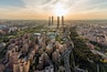 Aerial view of Madrid at sunrise