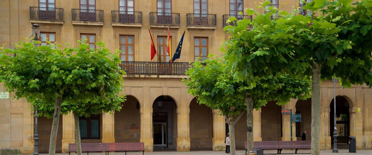Palacio de Navarra which includes heritage elements and a square or plaza