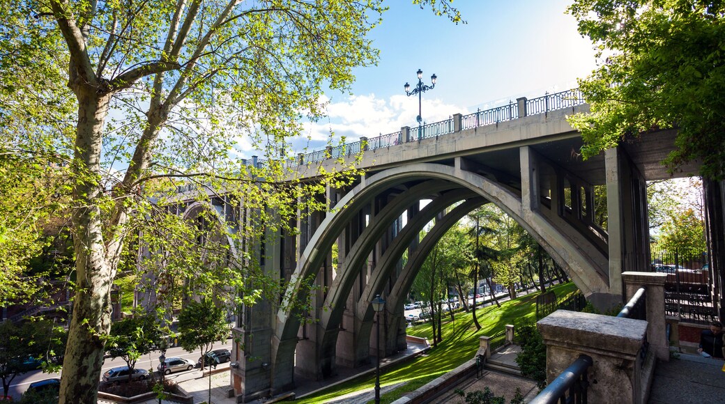 Segovia Viaduct on spring in the city of Madrid