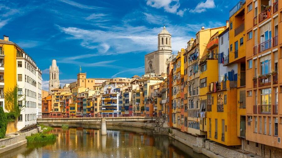 Colorful houses in Girona, Catalonia, Spain