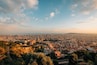 Sunset cityscape skyline view from Bunkers Del Carmel, in Barcelona, Spain