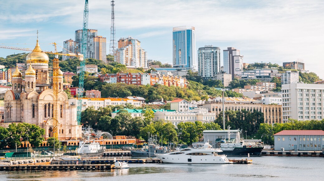 Vladivostok city and Golden horn bay in Russia