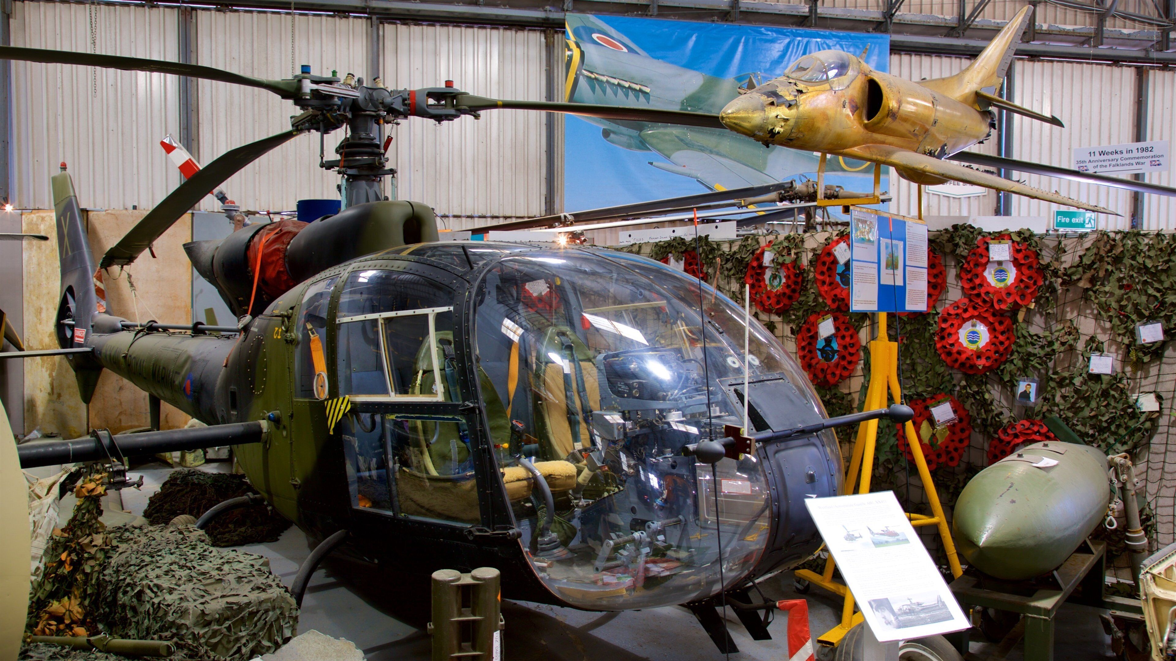 South Yorkshire Aircraft Museum which includes interior views, aircraft and military items