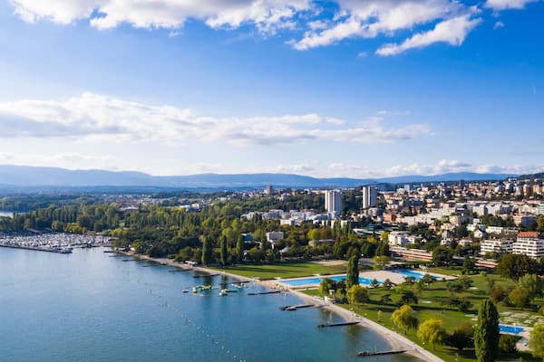 Aerial view of Ouchy waterfront in Lausanne, Switzerland, Shutterstock ID 1191094564, SF SSA Case with Manager Approval: Case 07151371, Job: Prepay credit, Client/Licensee: , Other: