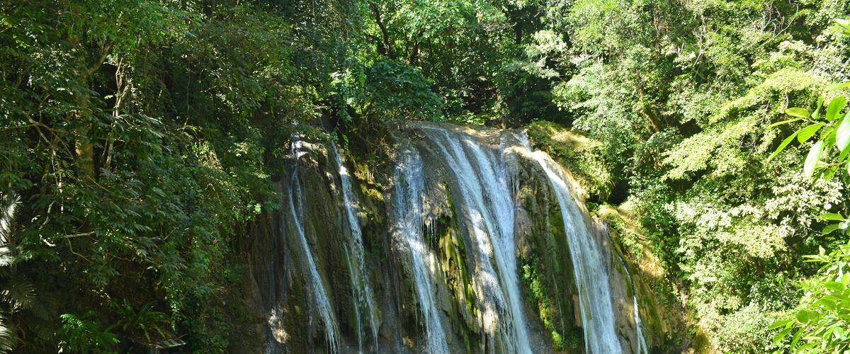 Daranak falls with crowd in Tanay, Rizal, Philippines