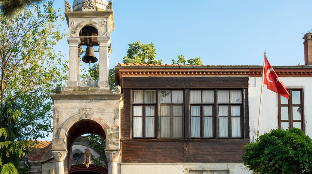 View of Aya Yorgi or Greek Orthodox Church of St. George in Buyukada. Buyukada is a neighbourhood in the Adalar (Islands) district of Istanbul Province, Turkey.