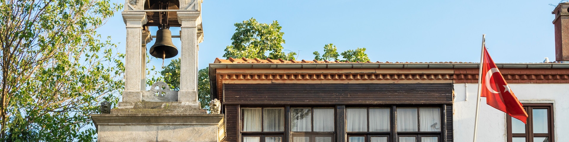 View of Aya Yorgi or Greek Orthodox Church of St. George in Buyukada. Buyukada is a neighbourhood in the Adalar (Islands) district of Istanbul Province, Turkey.