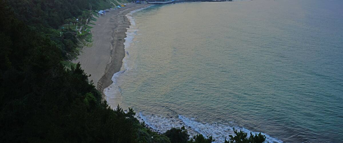 Sunrise over Jungmun Saekdal Beach in Seogwipo, Jeju Island, South Korea