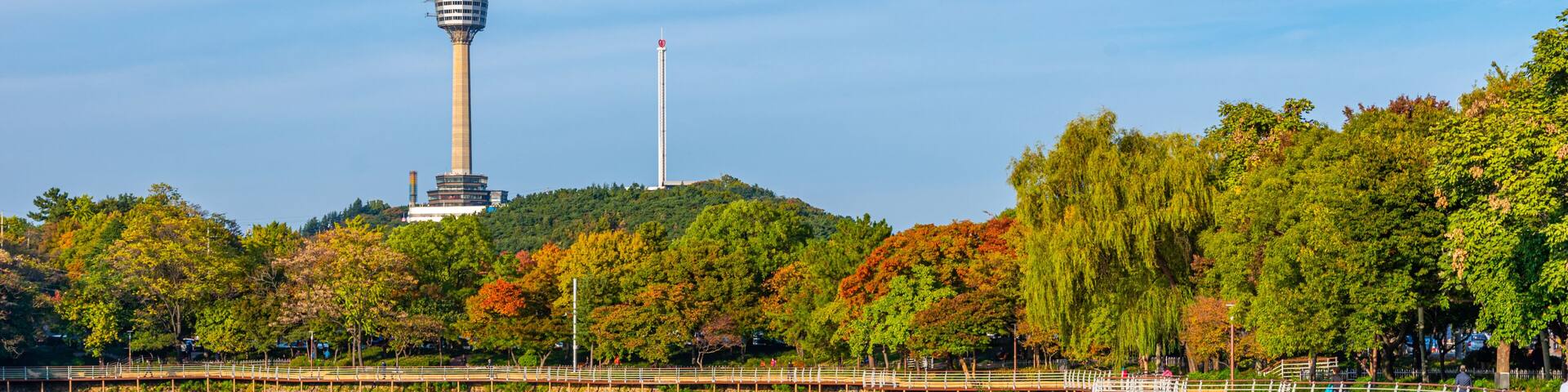 83 Tower behind an artificial lake in Daegu, Republic of Korea