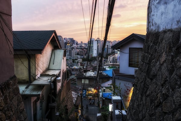 ihwa mural village during sunset times. A famous mural village in hyehwa station in daehangno, south korea; Shutterstock ID 308726768; Purchase Order: -