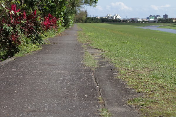 A straight road nearby the meadow and river in Yilan, Taiwan.; Shutterstock ID 1031391493; purchase_order: SF 06557000; job: ; client: ; other: