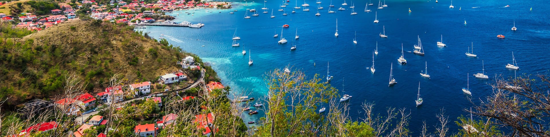 Panoramic landscape view of Terre-de-Haut Island, Guadeloupe, Les Saintes.