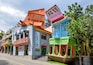 Tbilisi, Georgia - June 2019: Tilting houses in Mtatsminda amusement park
