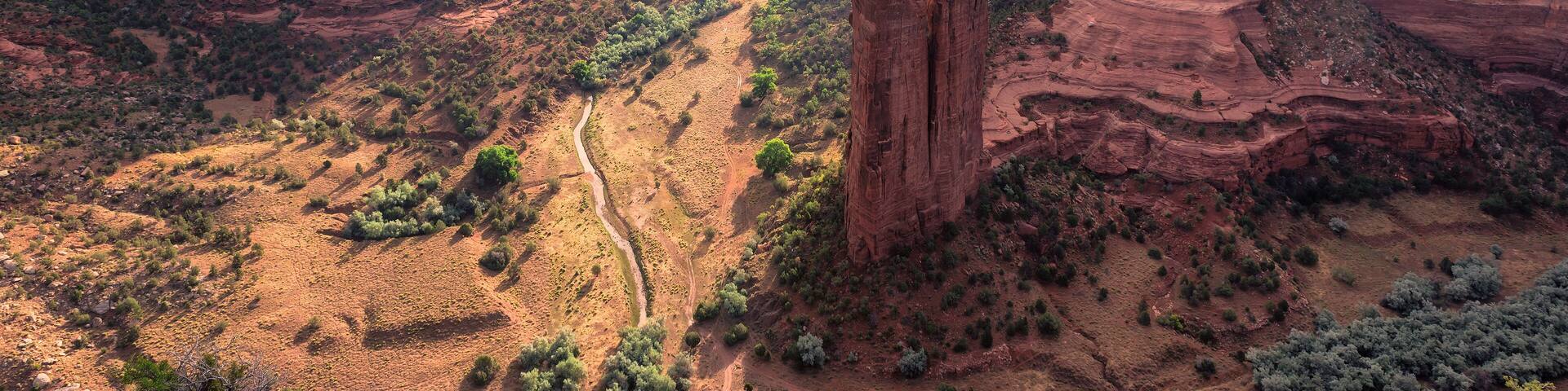Spider Rock at sunrise in Canyon de Chelly, Arizona.