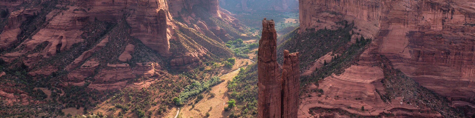 Spider Rock at sunrise in Canyon de Chelly, Arizona.