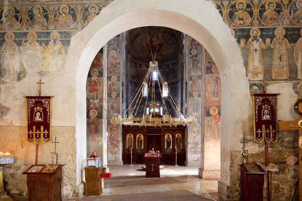 Novi Sad which includes a church or cathedral, heritage elements and interior views