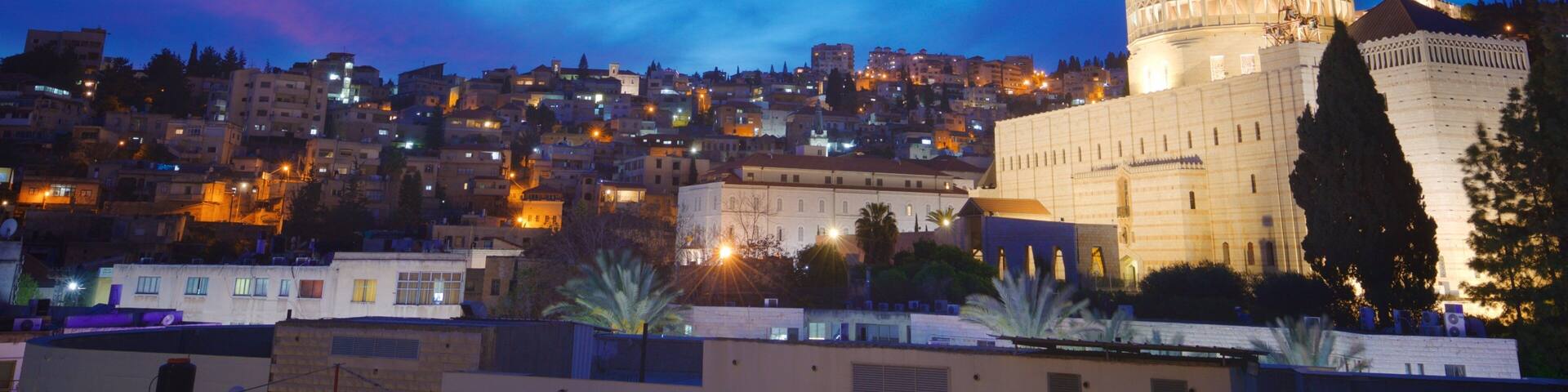 Mary\'s Well featuring night scenes, landscape views and heritage architecture