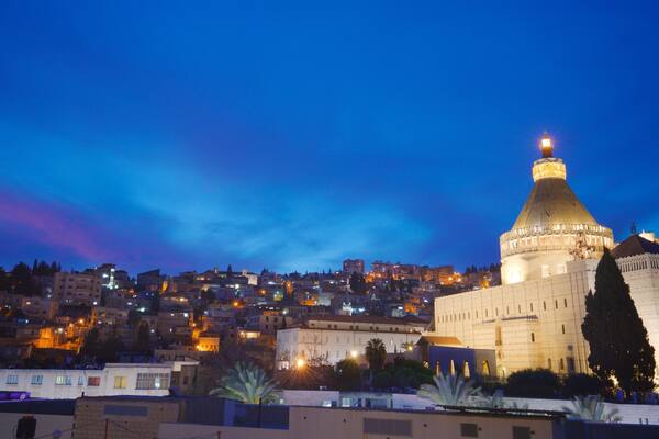 Mary\'s Well featuring night scenes, landscape views and heritage architecture