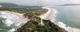 Lighthouse of Farol das Conchas, built in 1872, Ilha do Mel, Paranagua, Parana State, Brazil, Panoramic view. July 2018.