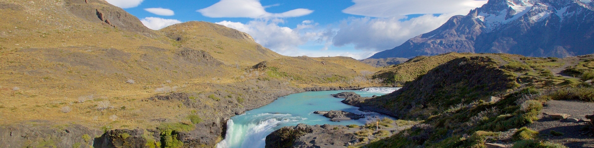 Torres Del Paine showing a river or creek, tranquil scenes and a cascade