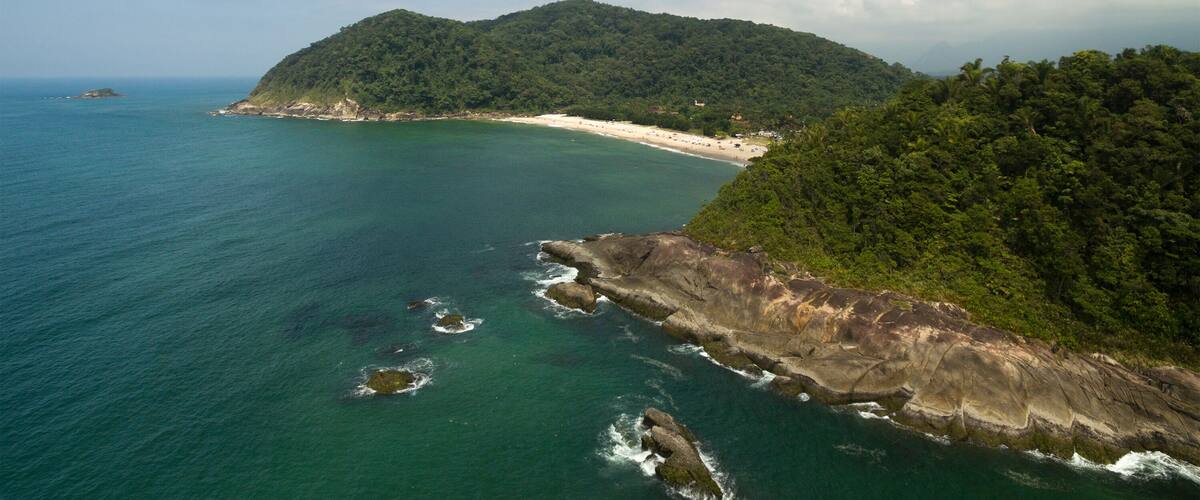 Aerial View of Jureia Beach, Sao Paulo, Brazil