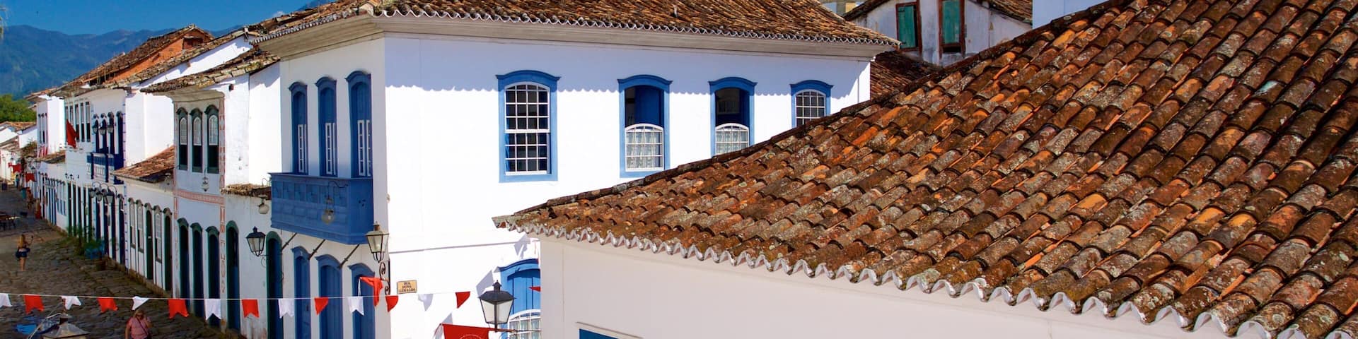 Paraty House of Culture which includes a small town or village as well as a small group of people
