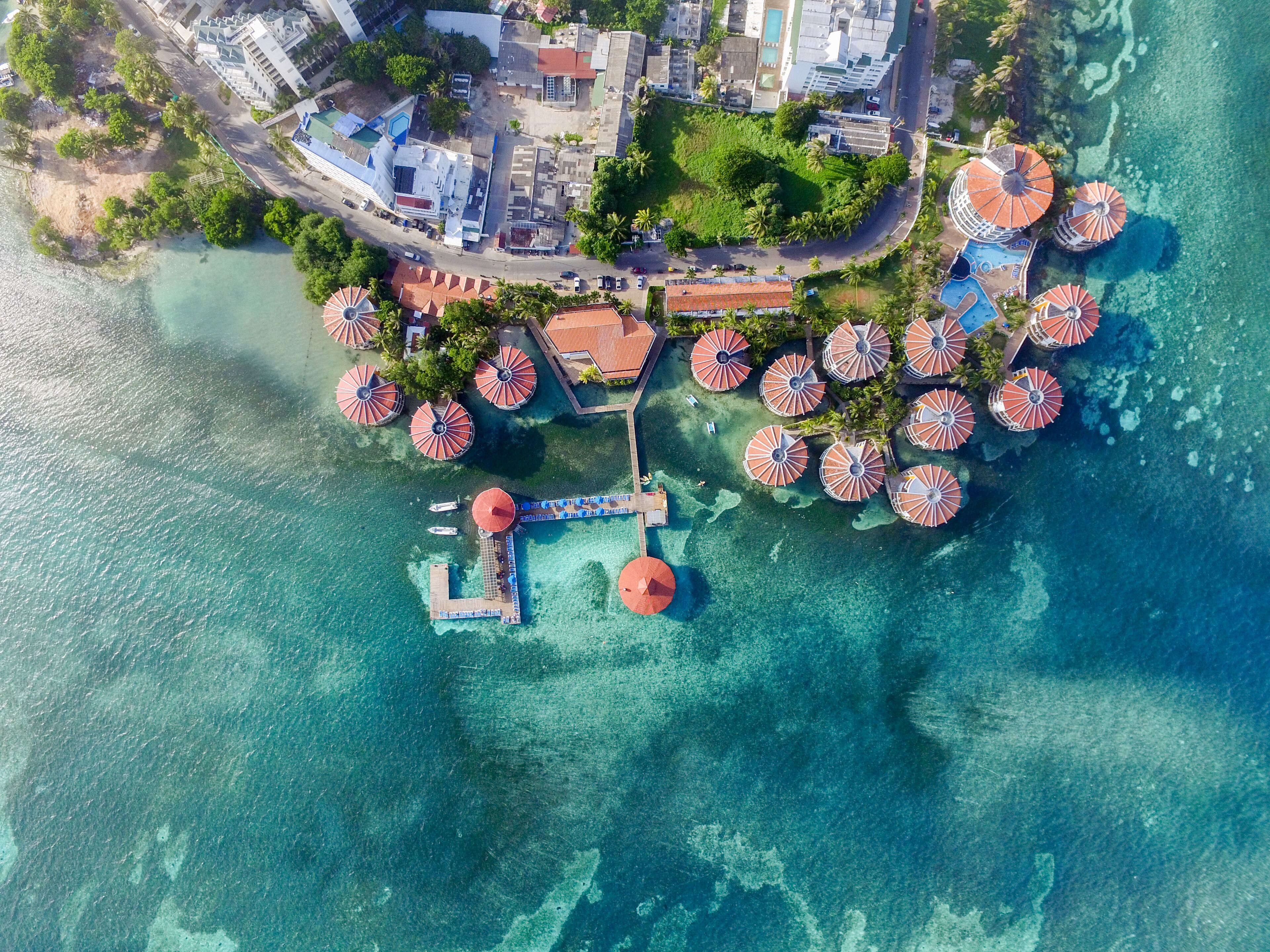 The north end of San Andres Island in Colombia viewed from a drone