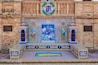 HG636W Glazed tiles bench of spanish province of Oviedo at Plaza de Espana, Seville, Spain