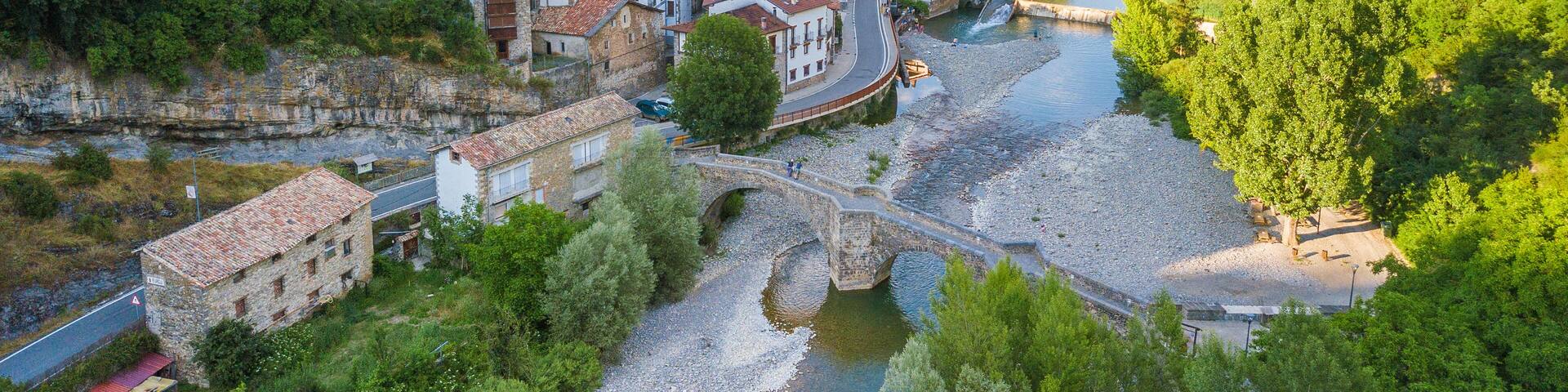 aerial view of otsagabia rural town, Spain