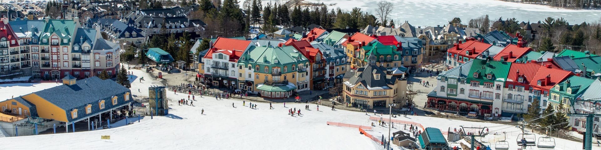 Ski Mont-Tremblant featuring a small town or village, snow skiing and snow