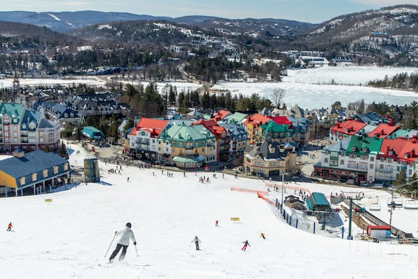 Ski Mont-Tremblant featuring a small town or village, snow skiing and snow