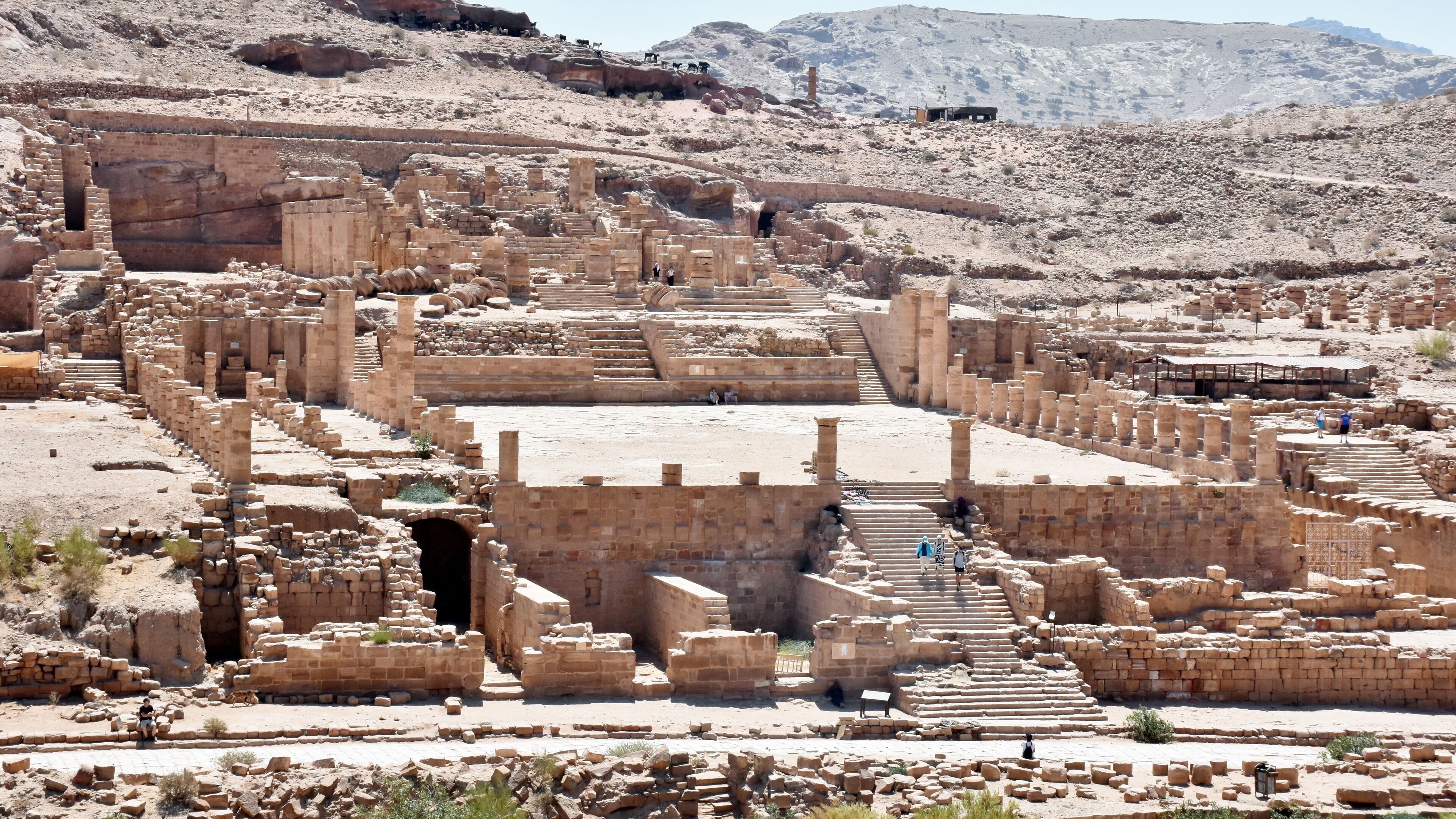 Great Temple at Petra is a grand monumental complex that lies south of the Colonnaded Street at Petra. Completed in the early first century CE, under the rule of Nabataean king Aretas IV. 