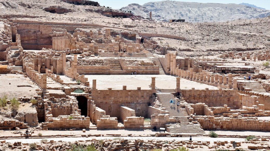 Great Temple at Petra is a grand monumental complex that lies south of the Colonnaded Street at Petra. Completed in the early first century CE, under the rule of Nabataean king Aretas IV.