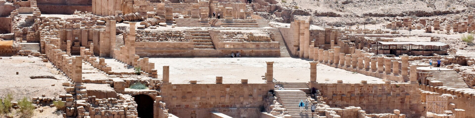 Great Temple at Petra is a grand monumental complex that lies south of the Colonnaded Street at Petra. Completed in the early first century CE, under the rule of Nabataean king Aretas IV.
