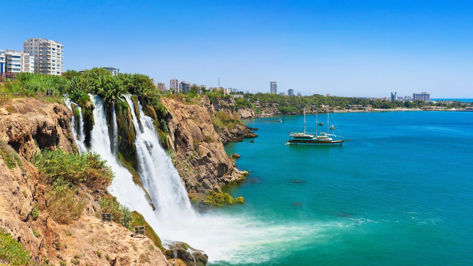 Lower Duden waterfall (Karpuzkaldıran waterfall). Lara, Antalya, Turkey