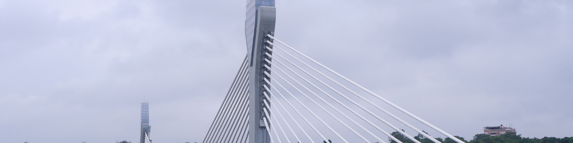 Durgam Cheruvu Cable Bridge connecting Jubilee Hills with Financial District, Hyderabad, Telangana, India