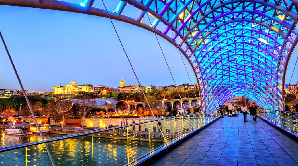 Peace Bridge and President Palace in Tbilisi, Georgia