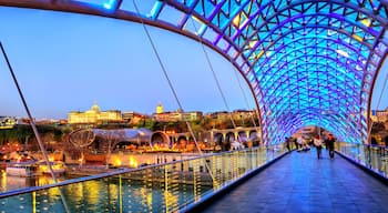 Peace Bridge and President Palace in Tbilisi, Georgia