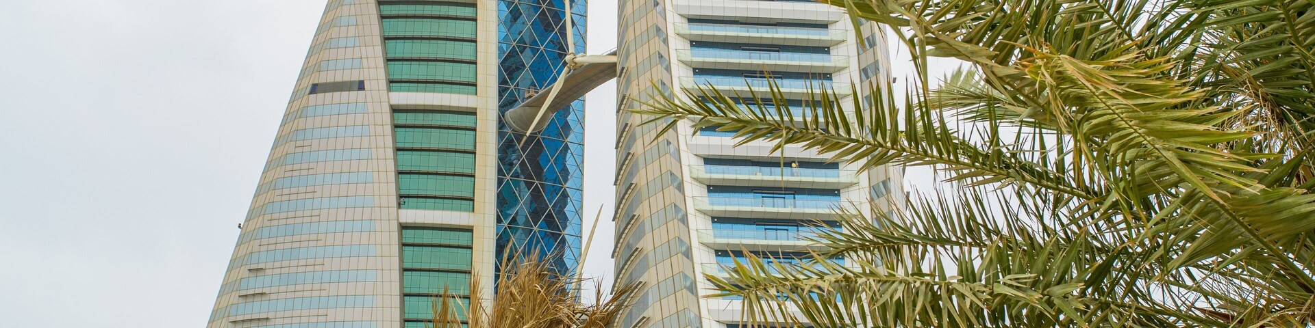 Bahrain World Trade Center which includes modern architecture and a skyscraper