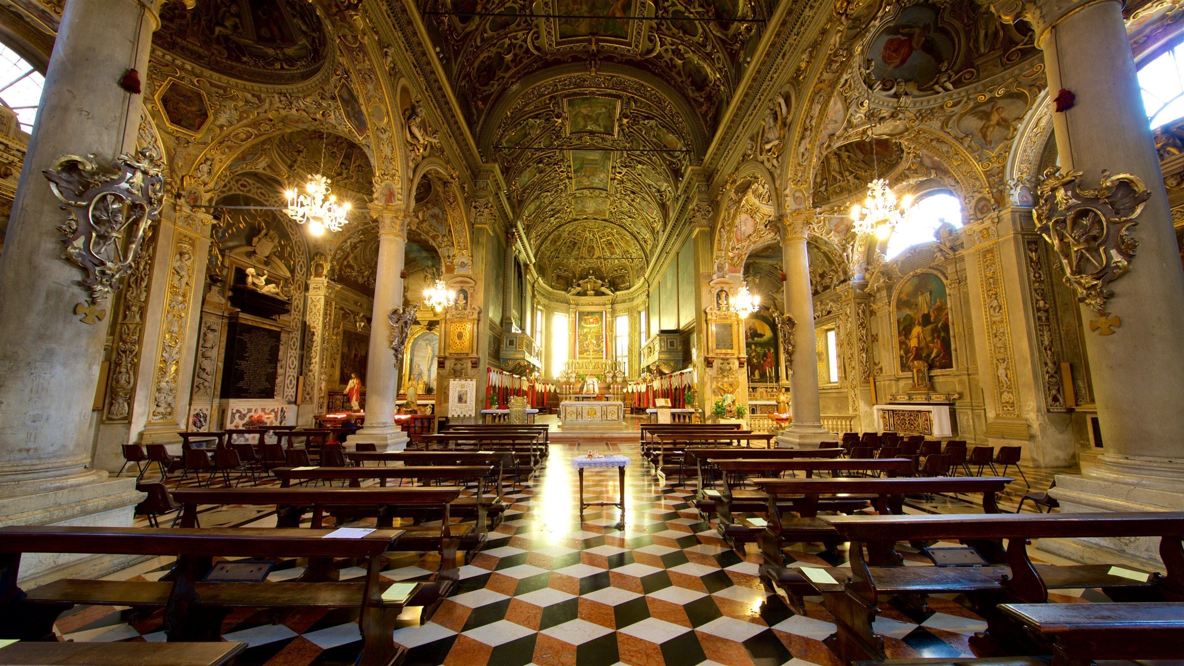 Santuario Santa Maria delle Grazie showing interior views, heritage elements and a church or cathedral