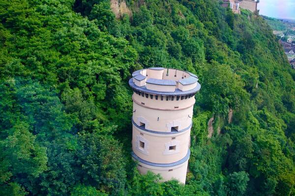 Koblenz Cable Car - Valley Station showing heritage elements