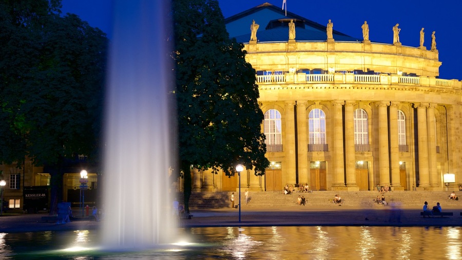 Stuttgart featuring a fountain and a square or plaza