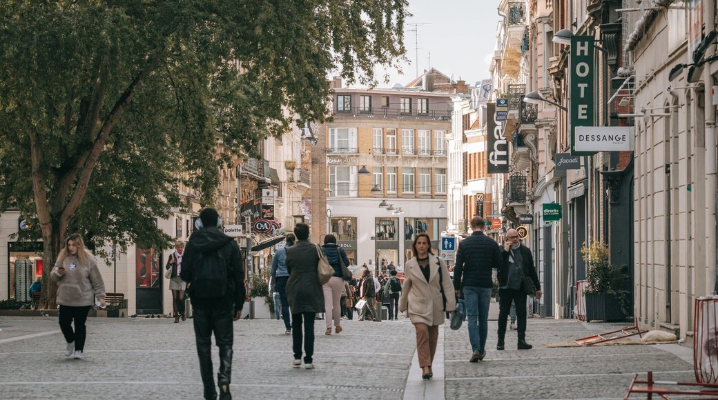 Saint-Ătienne Church showing street scenes and a city