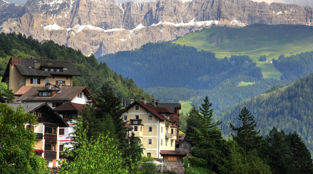 Sella group mountain viewed from St. Ulrich, Dolomiten Alps, Italy